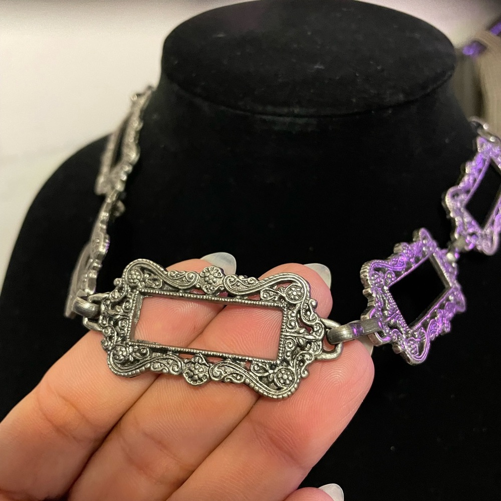 Vintage Rectangular Cutout Necklace - image 3